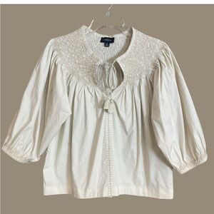 Evereve smocked beige popover top